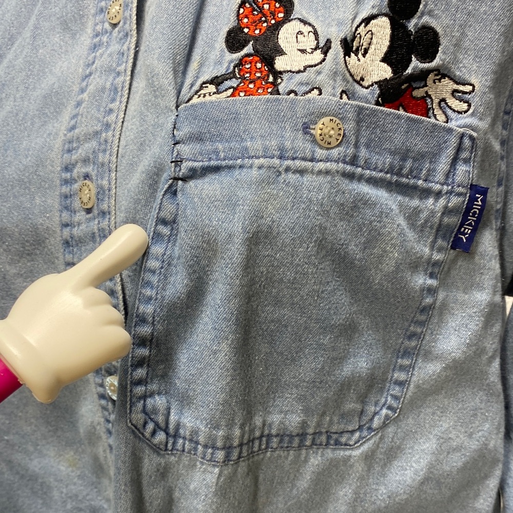 Mickey Unlimited small Denim Shirt with Mickey & Minnie kissing vintage‎ unisex - Picture 10 of 13